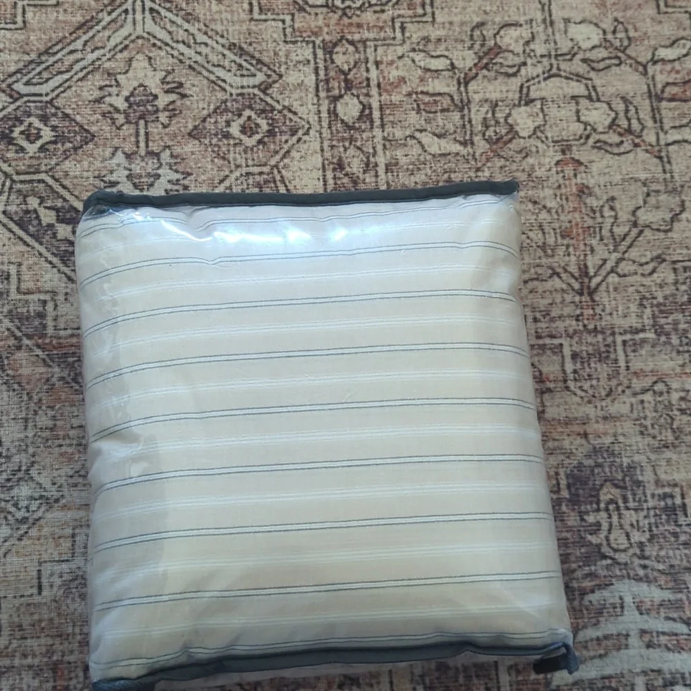 Beige Striped Duvet Cover Queen Size 100% Washed Cotton Duvet Cover Linen Like T